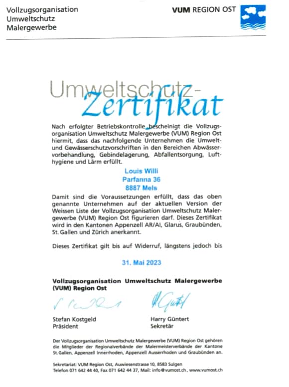 Umweltschutz Zertifikat